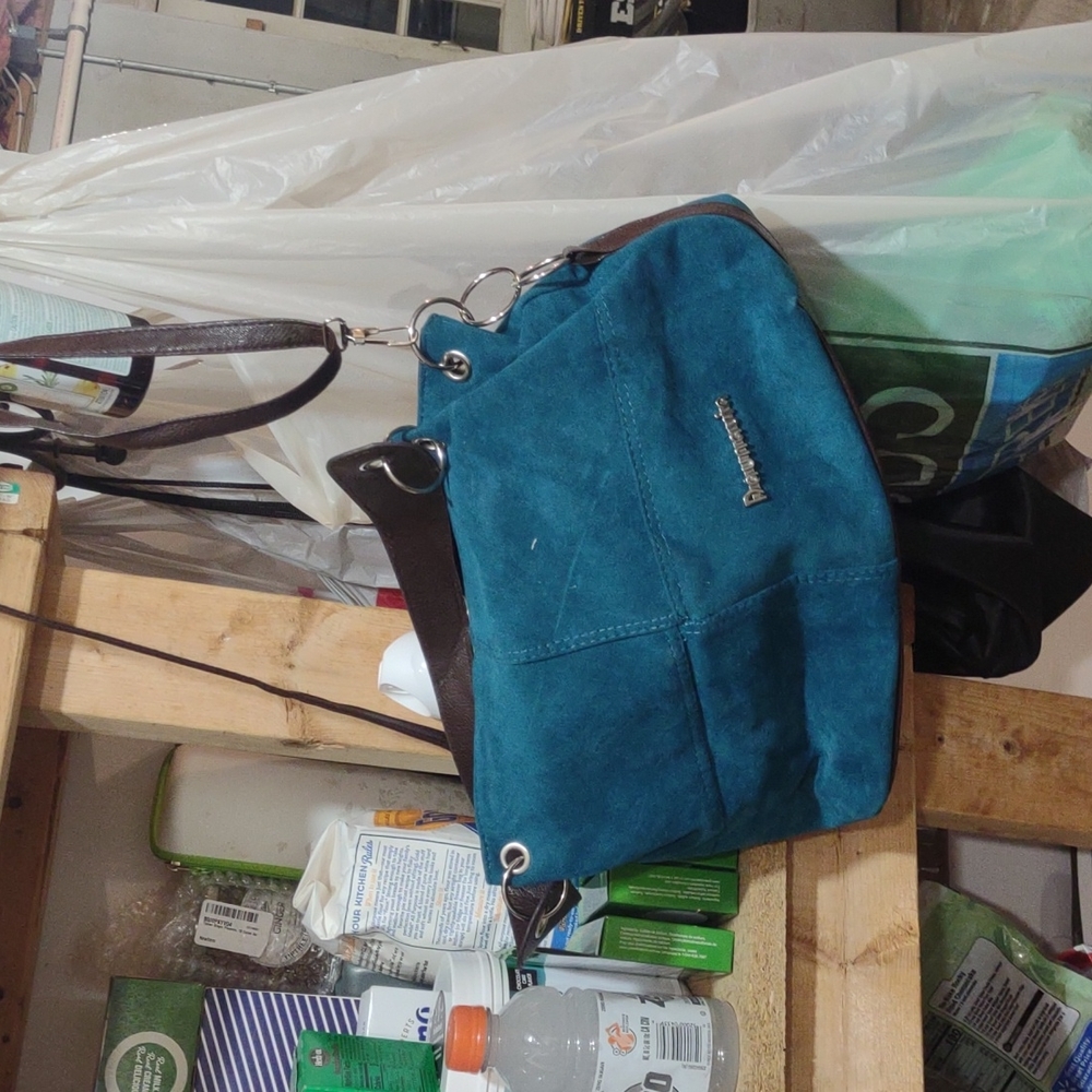 Daunavia from Wish small bluish green suede shoulder/hanbag